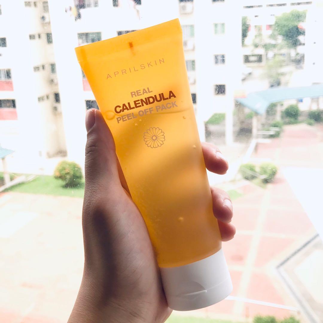 Mặt Nạ Lột Tẩy Tế Bào Chết APRILSKIN Real Calendula Peel Off Pack 100g + Tặng Kèm 1 Băng Đô Tai Mèo Xinh Xắn ( Màu Ngẫu Nhiên)