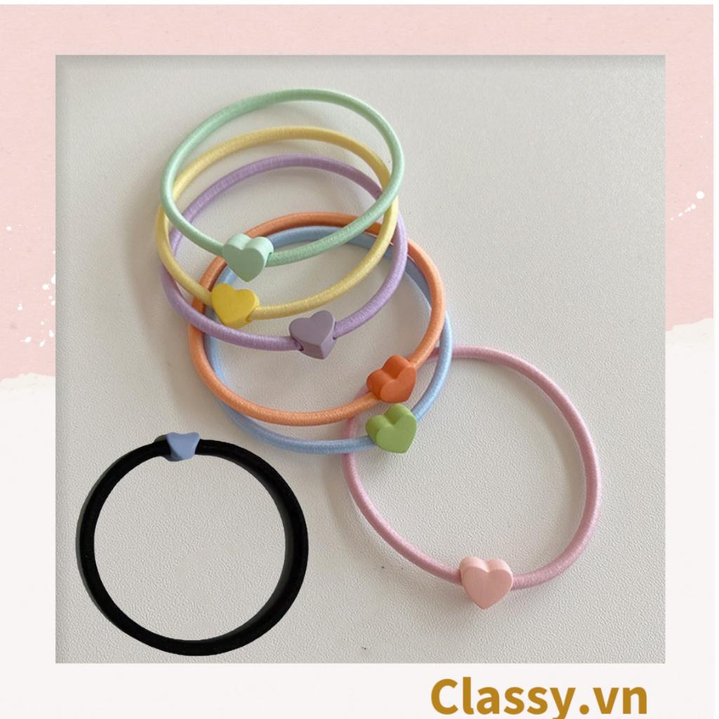 Bộ 7 dây 7 màu Dây cột tóc Classy Co Giãn Hình Trái Tim Dễ Thương Thời Trang Cho Nữ PK1696