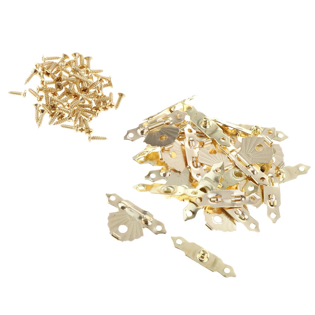 2x12pcs Wooden Box Buckle Triangle Flower Metal Hasp Latch Buckle Yellow