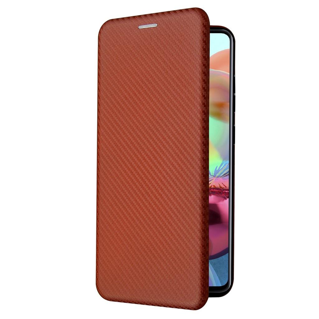 Bao da điện thoại nắp lật phối sợi carbon cho Samsung Galaxy A03S A32 4G A02/M02 A02S A72 A52 A32 5G A12 A42 5G A21S