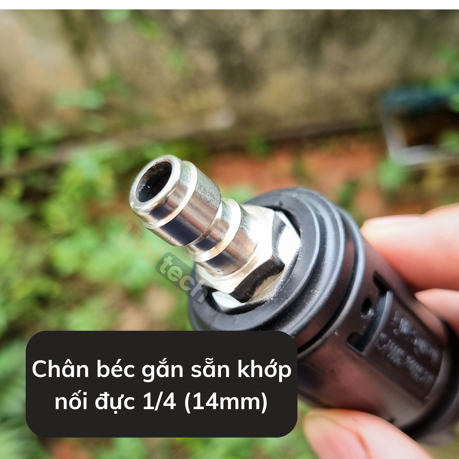 Béc súng xịt rửa xe màu đen - có sẵn khớp đực nối nhanh 14mm, có khớp xoay chỉnh tia nước