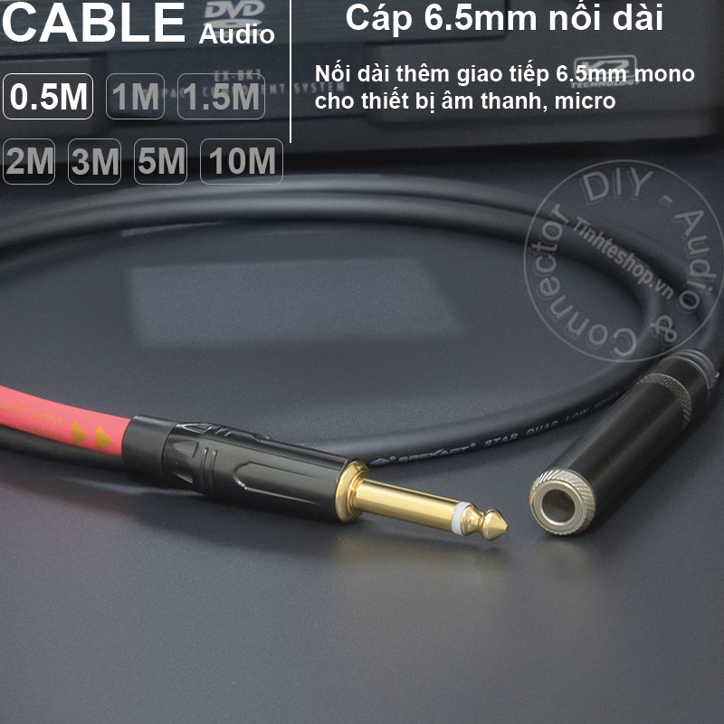 Cáp 6.5 ly nối dài cho Micro Mixer DIY 0.5 đến 10 mét - Mono 6.5mm male to female extension cable