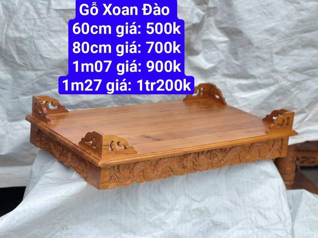 Bàn thờ treo tường gỗ xoan- Kèm cặp eke gỗ nhiều kích thước