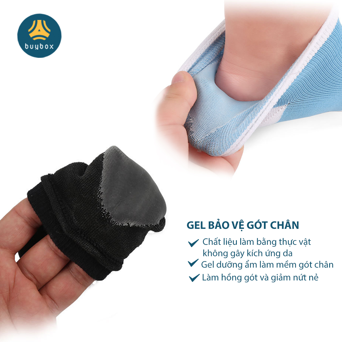 Vớ cotton có gel bảo vệ gót, chống thốn gót chân dùng tập yoga, nhảy múa, đi hoặc đứng thời gian dài - Buybox - BBPK288