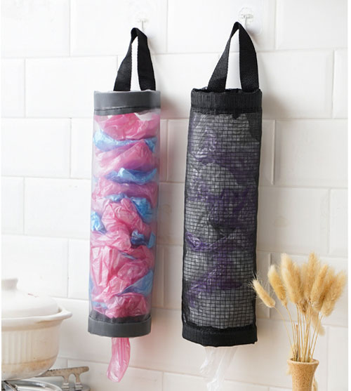 Túi-Giỏ lưới treo tường hướng dọc đựng đồ linh tinh túi nilon giấy vệ sinh giúp tiết kiệm không gian xếp cực gọn khi không sử dụng