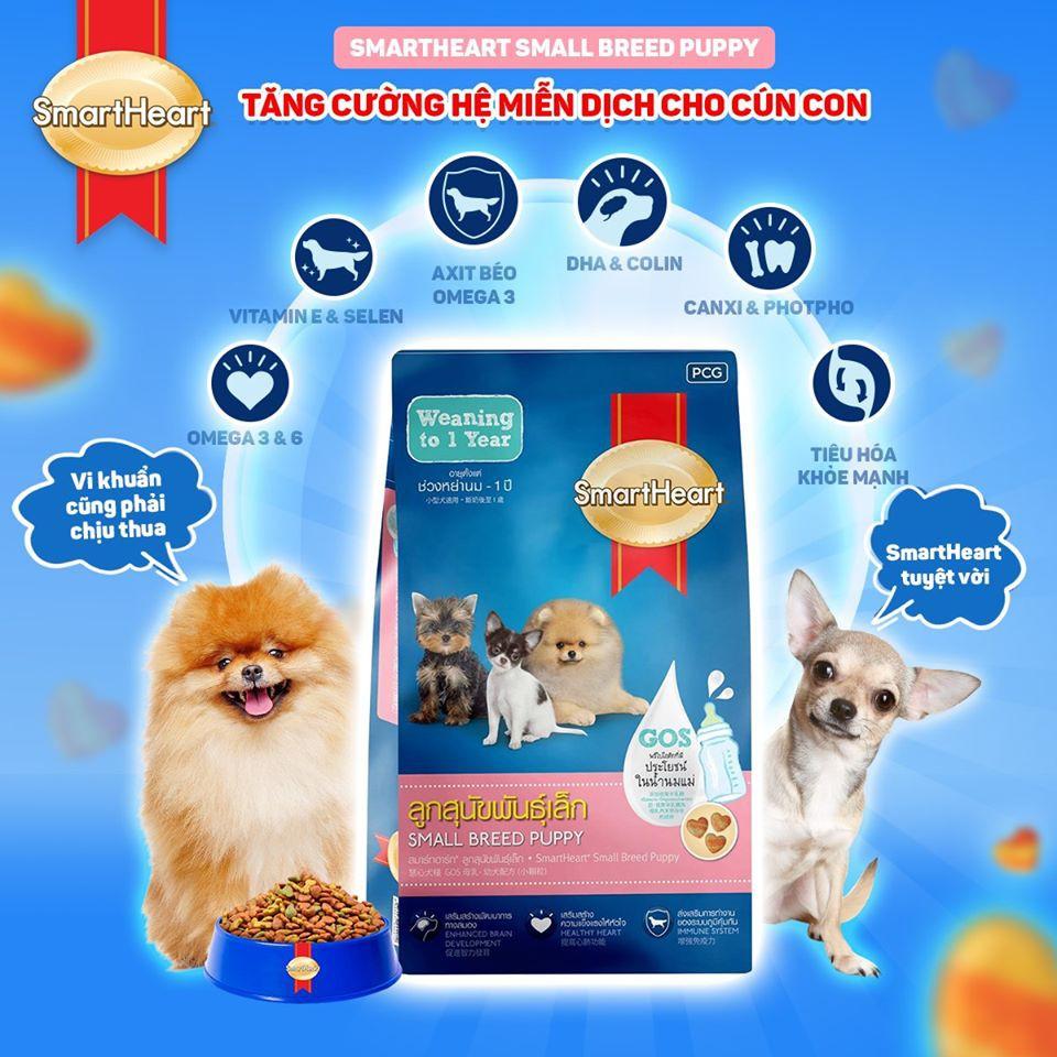 THỨC ĂN HẠT CHÓ CON GIỐNG NHỎ - SMARTHEART SMALL BREED - THÁI LAN