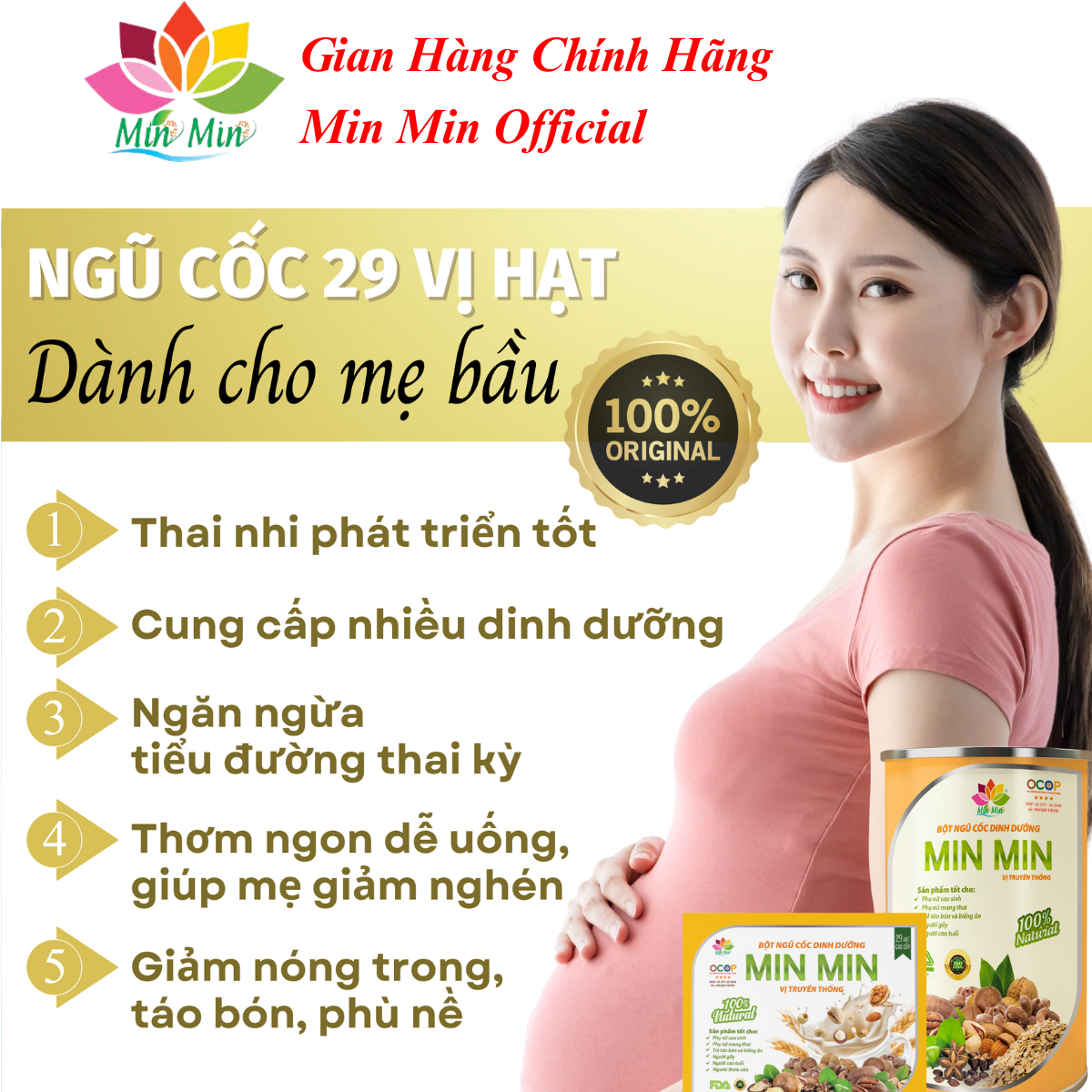 [COMBO] 2 Hộp (1Kg) Ngũ Cốc Bầu Lợi Sữa Dinh Dưỡng Min Min 29 Vị Hạt Truyền Thống Ngũ Cốc Min Min Dinh Dưỡng Cho Cả Gia Đình