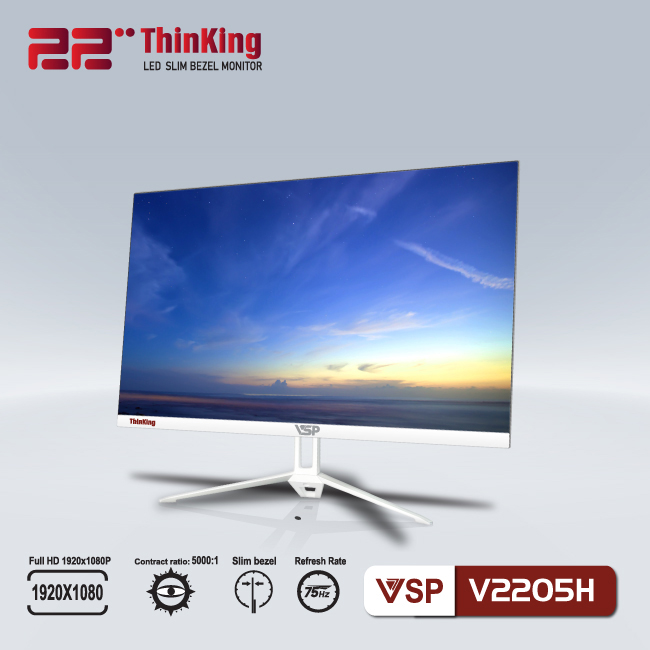 Màn hình LCD 22inch ThinKing VSP V2205H LED Slim Bezel Monitor Full HD 75hz (Trắng) - Hàng Chính Hãng