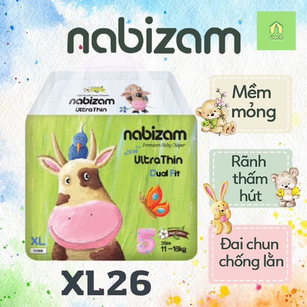 Tã/bỉm quần Nabizam Nội địa Hàn size XL26 miếng (từ 12kg)