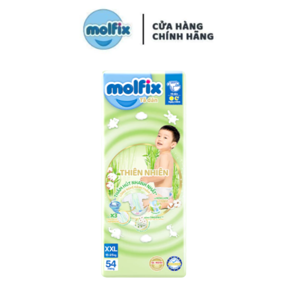 Tã/bỉm dán Molfix Thiên nhiên Super Jumbo XXL (15kg - 25kg) - Gói 54 miếng