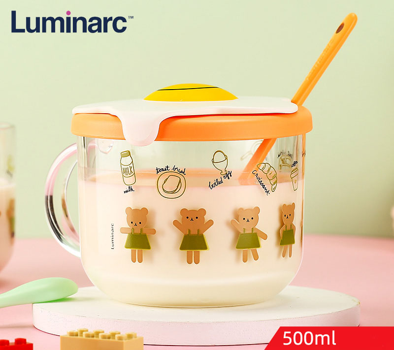 Chén ăn dặm cho bé có nắp đậy Luminarc Girl Bear/ Luminarc Boy Bear 500ml - Q3480/ Q3481