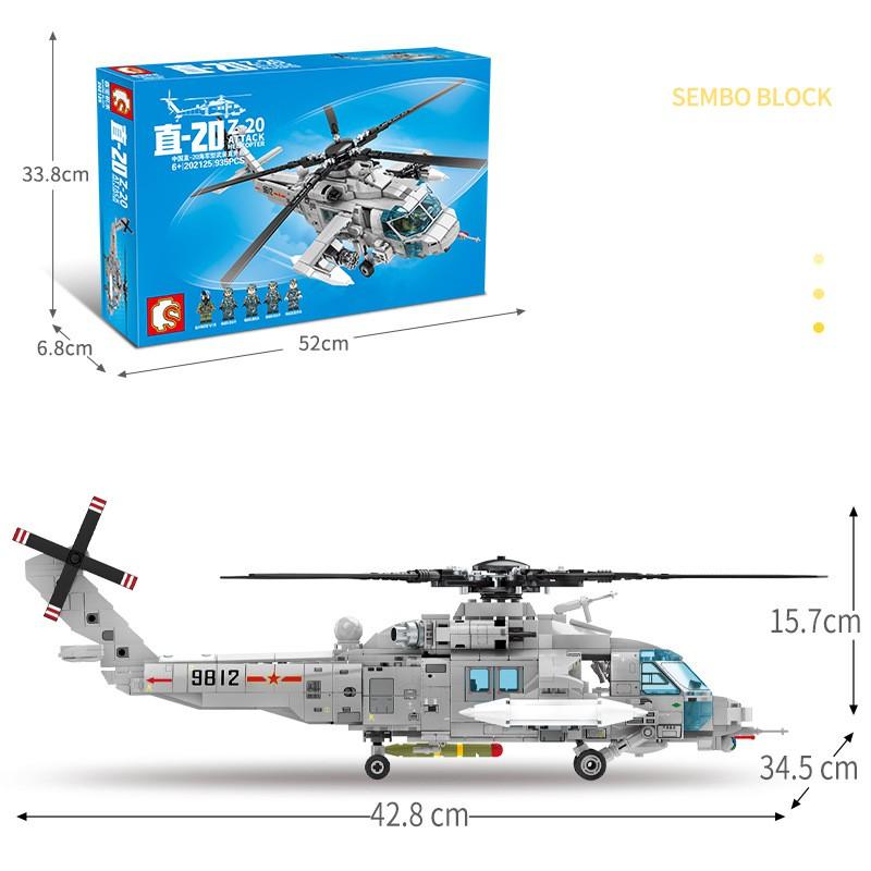 Sembo Block 202125 Máy bay Trực thăng tấn công Z-20 - Đồ chơi lắp ráp máy bay chiến đấu