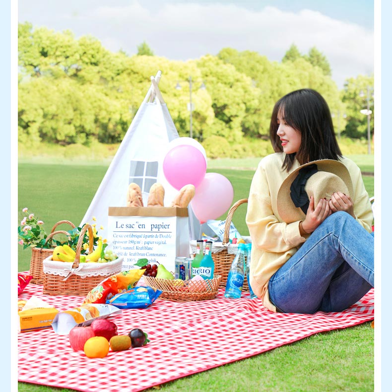 THẢM DÃ NGOẠI, DU LỊCH, PICNIC CAO CẤP - Chống thấm nước, họa tiết caro, gấp gọn tiện lợi - 2 kích thước khách chọn màu!