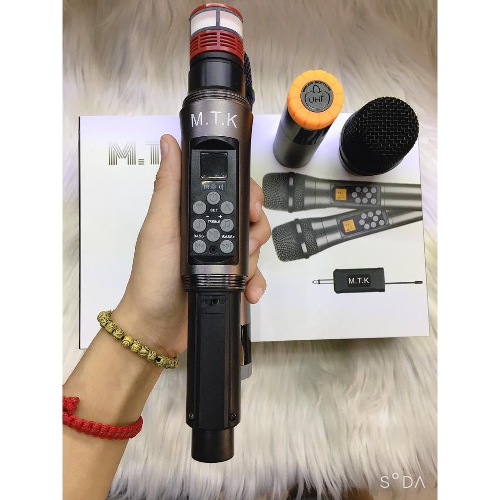 Bộ 2 Micro karaoke đa năng không dây MTK 1A, chỉnh được bass treble