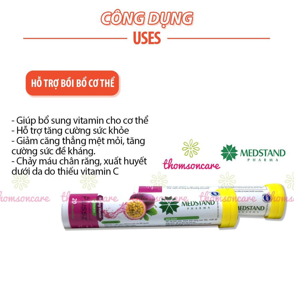 Viên C sủi bổ sung vitaminC Plussz vị chanh leo Medstand - Giúp tăng cường sức đề kháng - Tuýp 20 viên