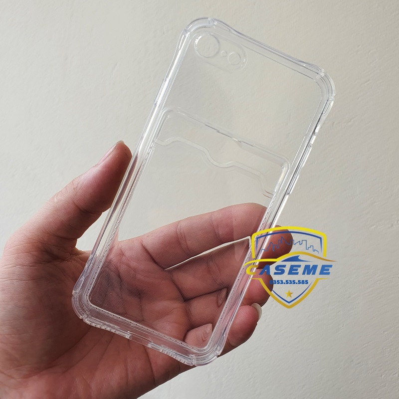Ốp chống sốc kèm ngăn ví đựng thẻ dành cho iPhone 7/8/SE 2020 silicon trong suốt cao cấp