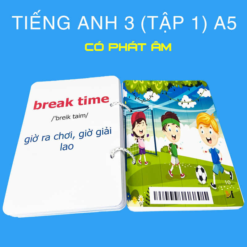 2 Bộ flashcard tiếng Anh 3 khổ lớn A5, có phát âm và hình ảnh sinh động