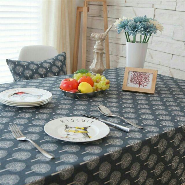 Khăn Trải Bàn Họa Tiết Cây Tròn Đậm , Khăn Trải Bàn Vintage Tinh Tế, Lãng Mạn Sang Trọng, Không Thấm Nước, Dễ Lau Sạch