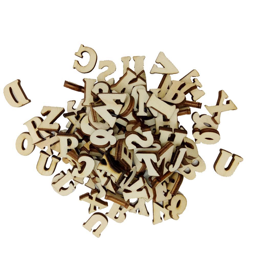 12-30pack 100pcs Mixed Alphabet Wooden Pieces Embellishments for Crafts