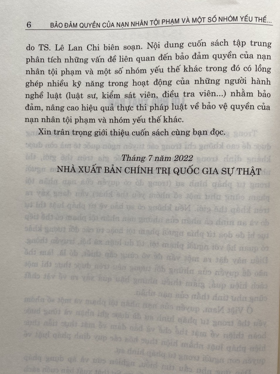 Bảo đảm quyền của nạn nhân và một số nhóm yếu thế trong tư pháp hình sự từ quy định của pháp luật đến hoạt động của người hành nghề luật