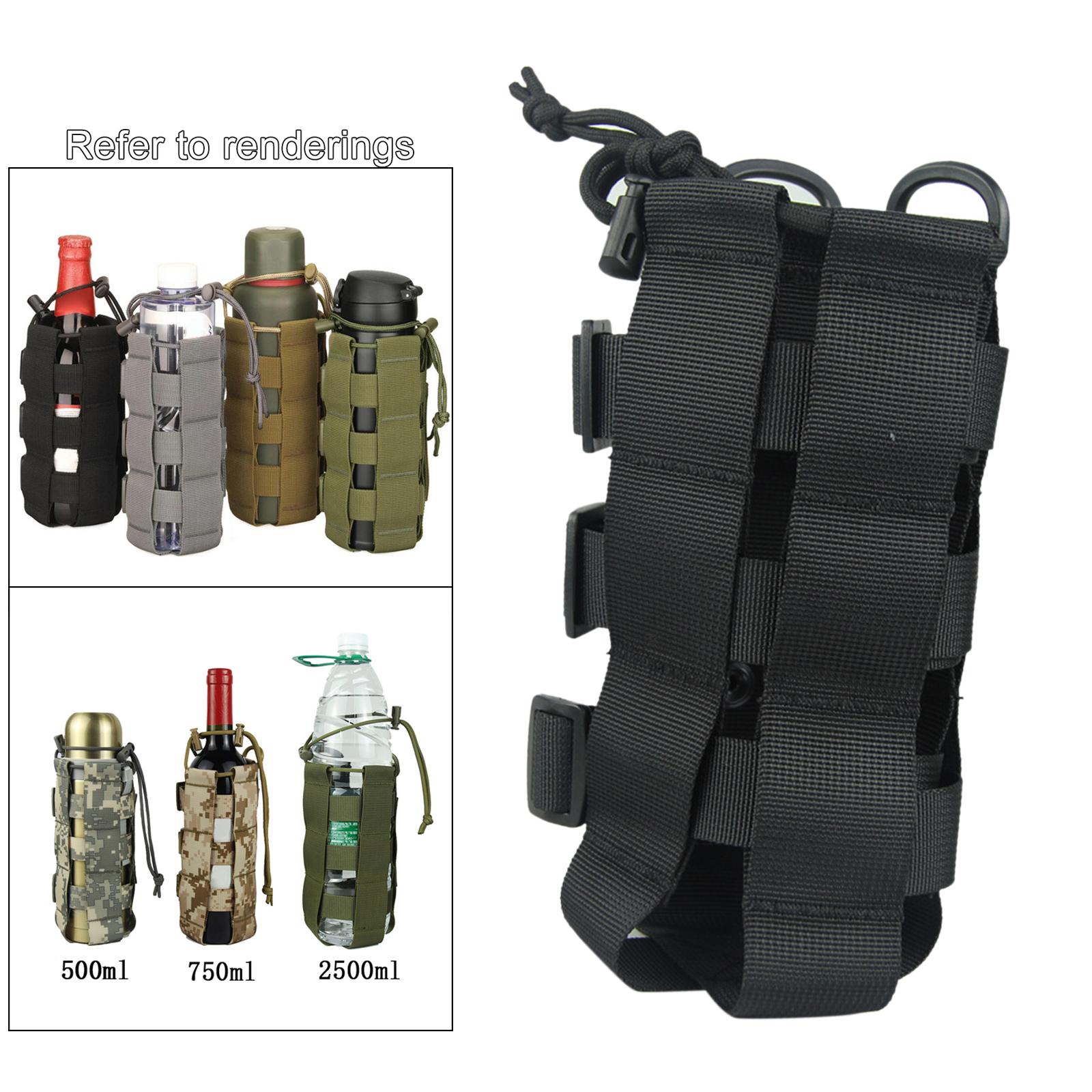 Sports Water Bottles Pouch Bag, 0.3L - 0.8L Tactical Drawstring Molle Water Bottle Holder Pouches Portable Travel Tactical Hydration Carrier Bags