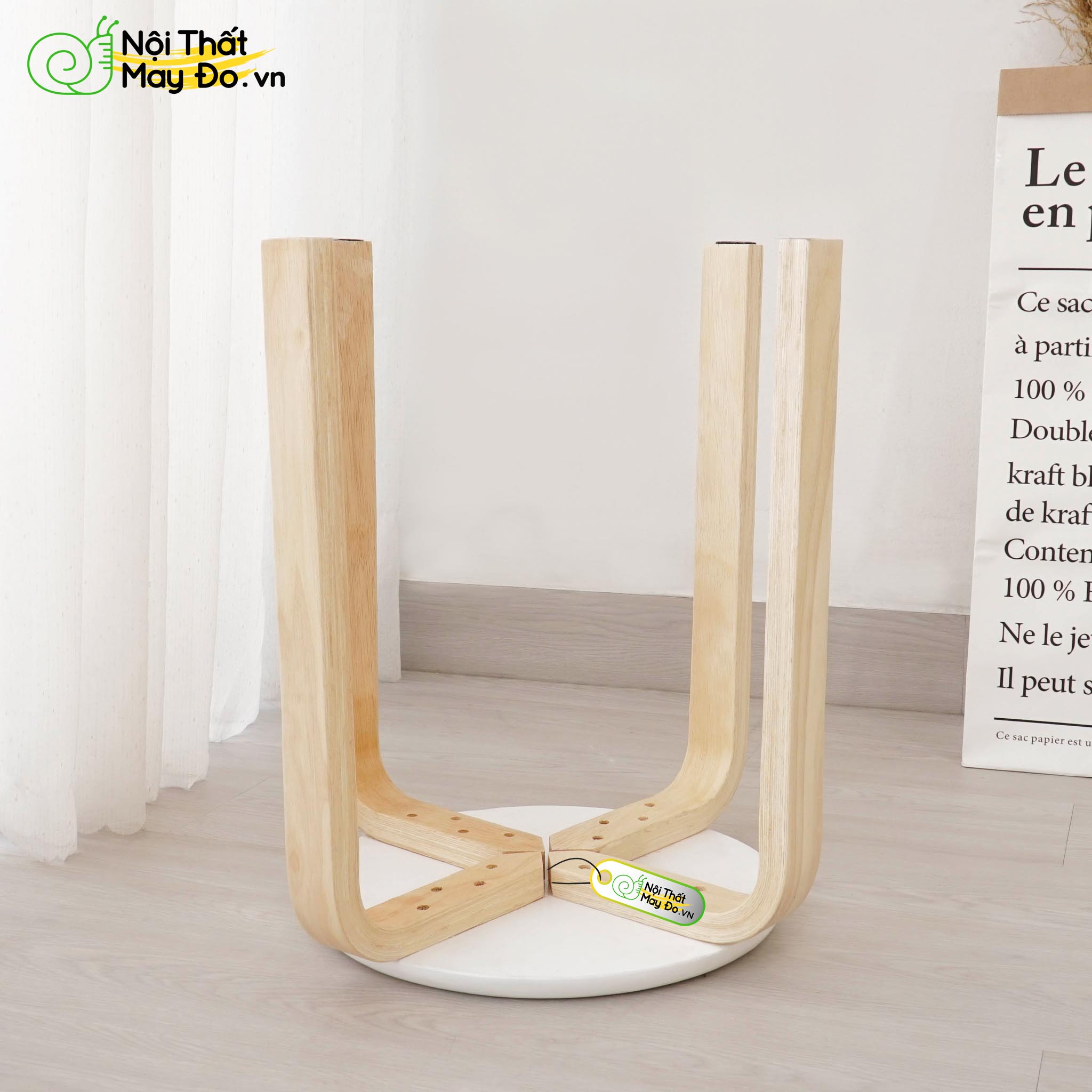 Ghế Đôn - Pin Stool - Thiết Kế Chân Trụ Cách Điệu Sang Trọng - Lắp Ráp Đơn Giản - Màu Trắng