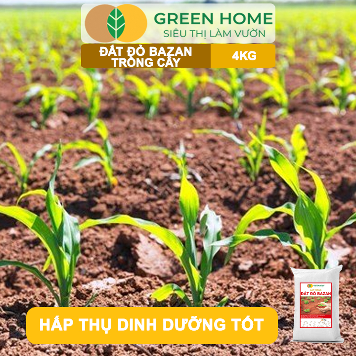 Đất Đỏ Bazan Greenhome, Bao 4Kg, Đất Trồng Cây, Bổ Sung Phân Hữu Cơ, Vi Sinh Trồng Hoa Hồng, Kiểng Lá, Rau
