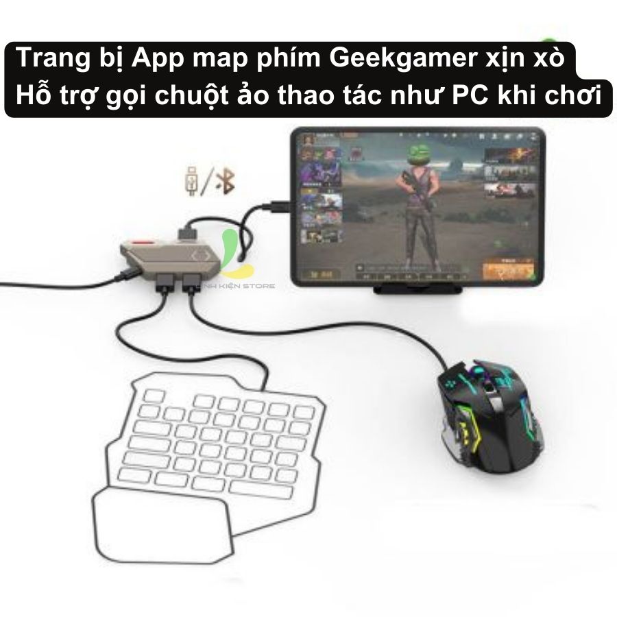 Bộ chuyển đổi game Mix Ultra - Thiết bị chuyển đổi phím chuột kết nối điện thoại hỗ trợ hệ điều hành Android, IOSS