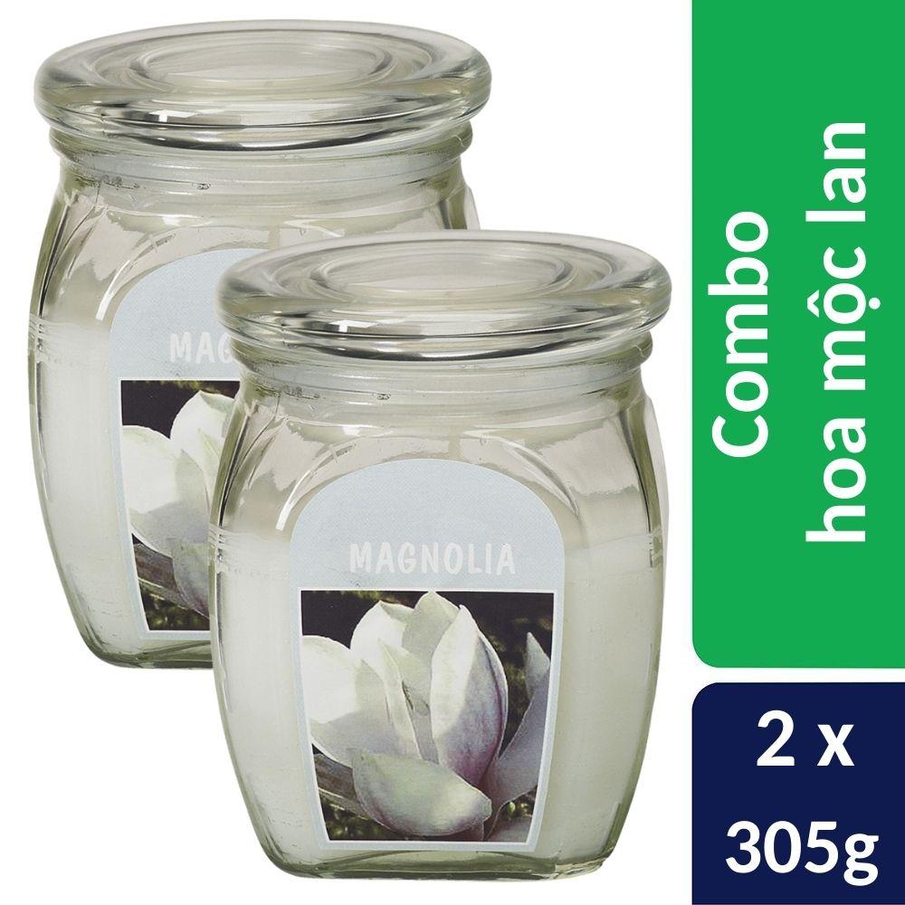 Combo 2 hũ nến thơm Bolsius nhập khẩu Châu Âu Magnolia 305g - hoa mộc lan