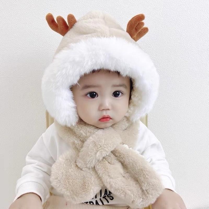 Mũ kèm khăn siêu ấm thiết kế kiểu sừng hươu đáng yêu cute cho bé
