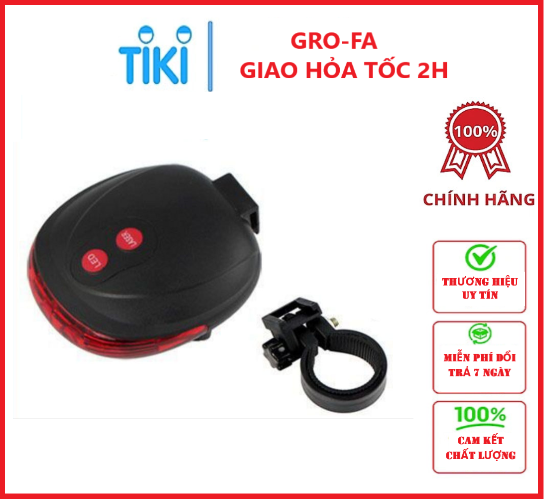 Đèn Hậu Xe Đạp Cảnh Báo- Chế Độ Đèn Led Siêu Sáng, Tia Laser Tạo Khoảng Cách An Toàn- Chính Hãng (Kèm Giá Đỡ)