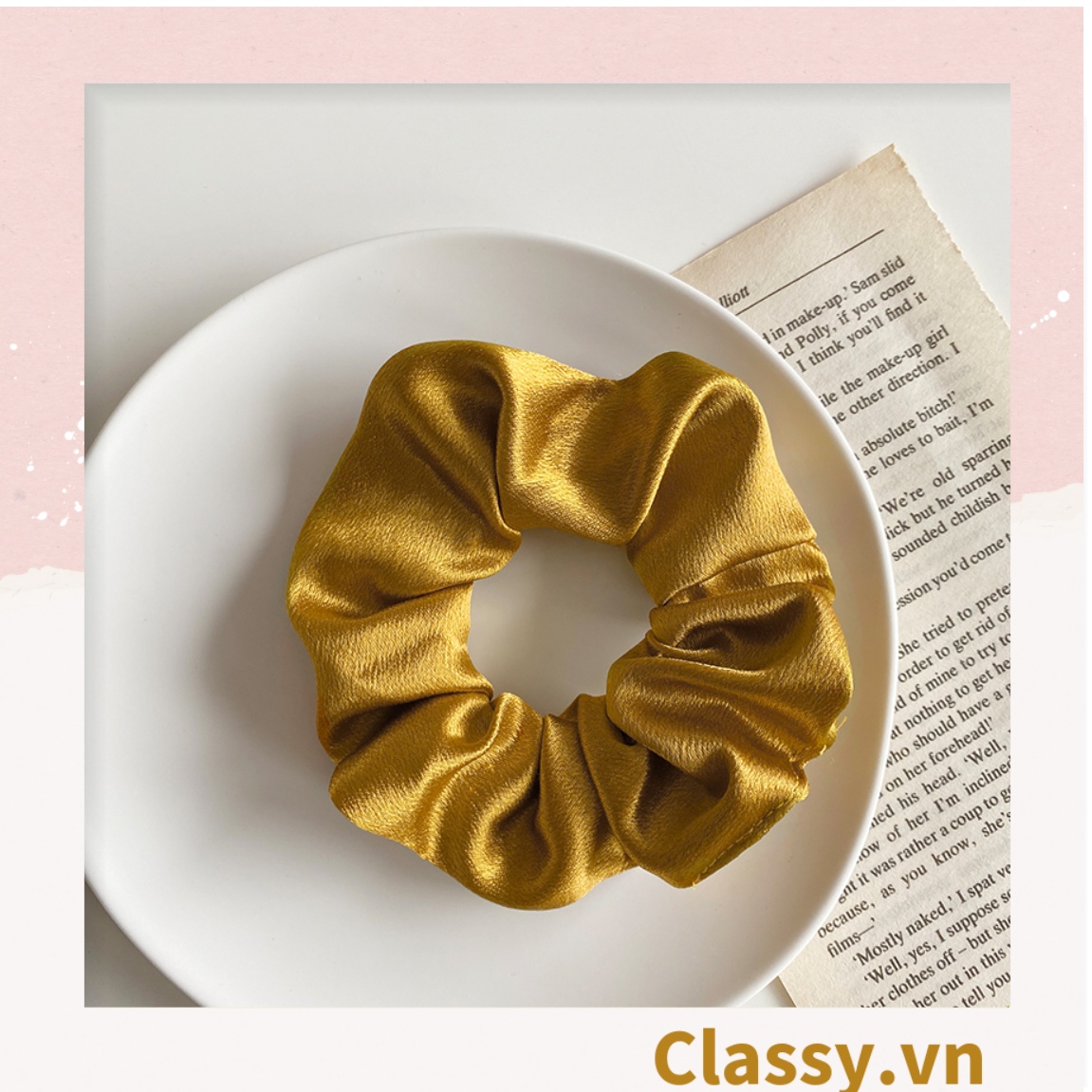 DÂY CỘT TÓC VẢI SCRUNCHIES SATIN MỜ HOT TREND, chất liệu satin mờ PK213