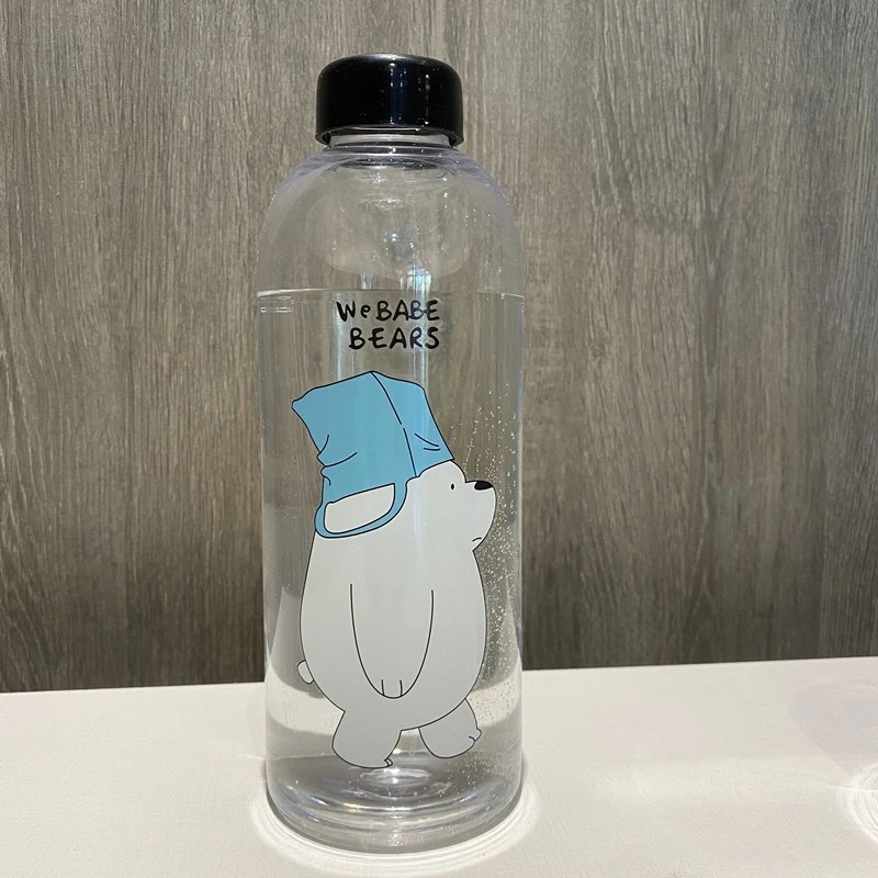 Bình Nước Nhựa We Bare Bears 1l Dễ Thương Có Kèm Túi Rút Túi Giữ Nhiệt Và Ống Hút Siêu Tiện Lợi