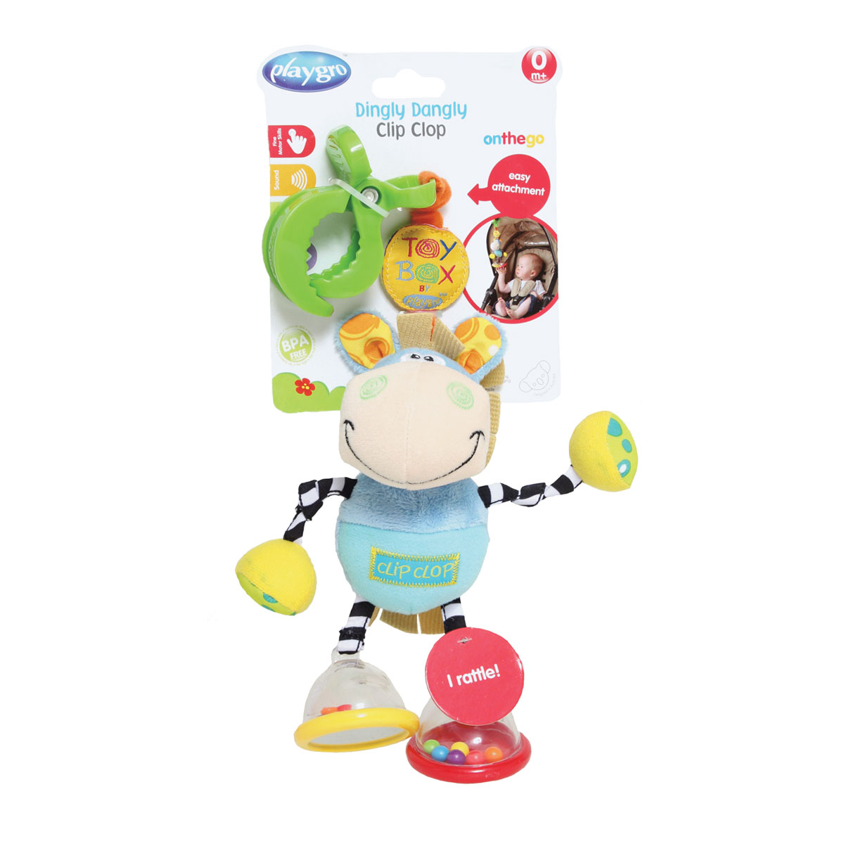 Đồ chơi treo nôi và xe đẩy Playgro Toy Box Dingly Dangly Clip Clop, cho bé sơ sinh đến 24 tháng