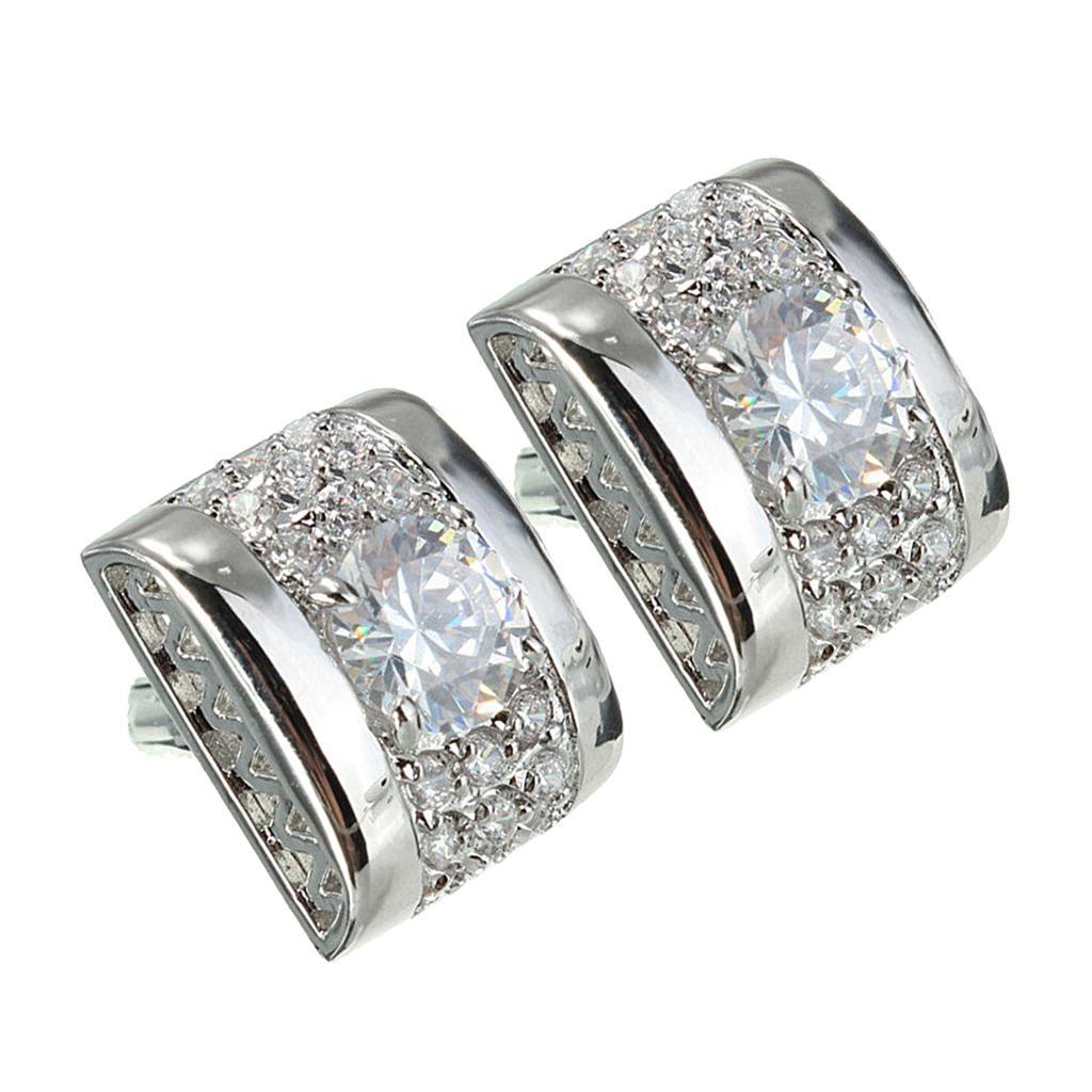Unique Mens Brass Crystal Rectangle Wedding  Cuff Links Gift