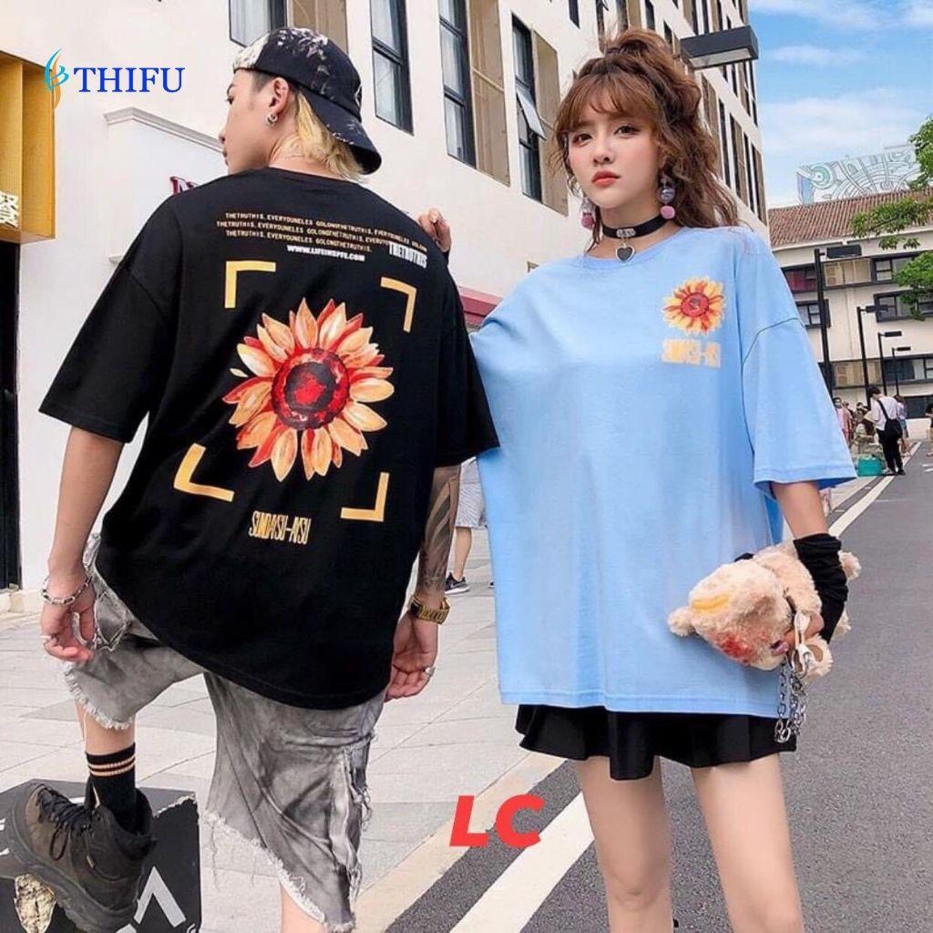 Áo Thun THIFU FASHION Tay Lỡ Hình Hoa Hướng Dương Chất Liệu Cotton, Thấm Hút Tốt Phù Hợp Cho Cả Nam Và Nữ
