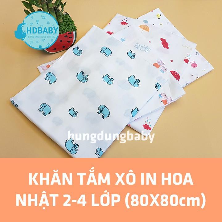 Khăn tắm xô 4 lớp in hình xuất Nhật