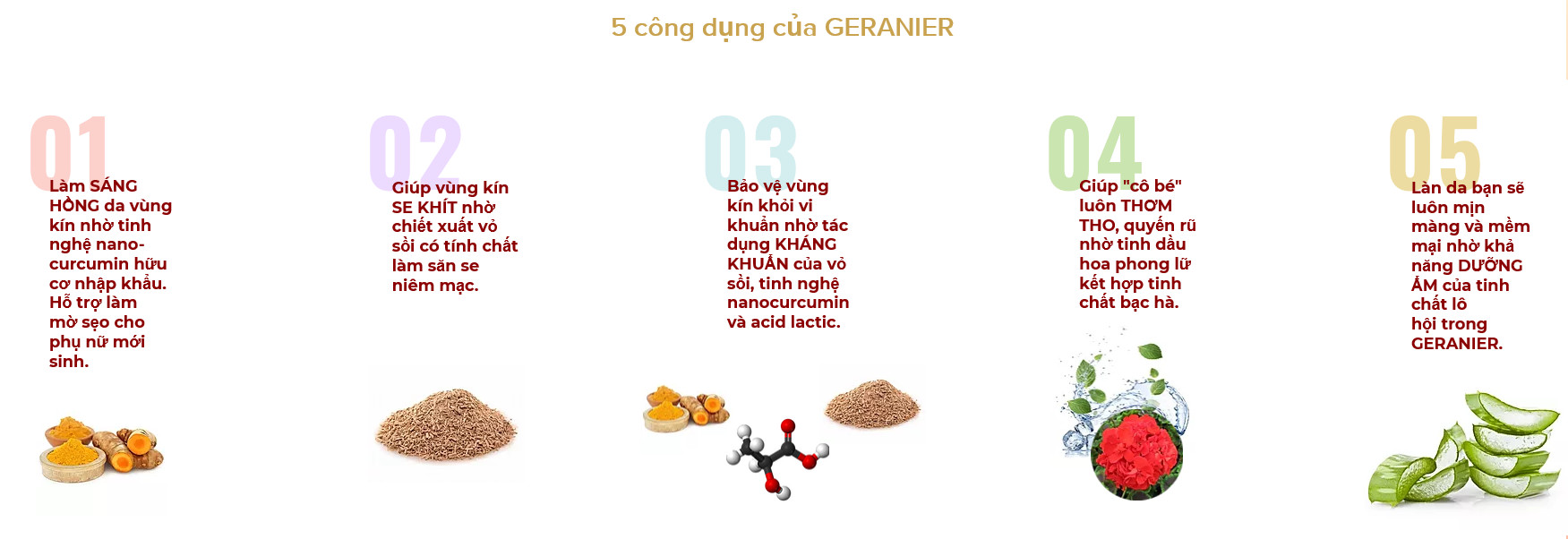 Gel Vệ Sinh Phụ Nữ GERANIER Sáng Hồng Se Khít Với Nanocurcumin Và Chiết Xuất Vỏ Sồi (100ml)