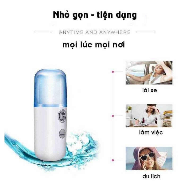 Máy Phun Sương Xông Mũi Tạo Độ Ẩm Cầm Tay Tặng kèm 20 Viên Xông Tinh Dầu Hương Tràm Bạc Hà Khuynh Diệp