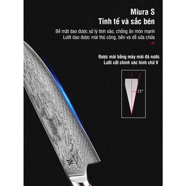 Dao bếp cao cấp MIURA X Serial – Dao thái đa năng Santoku (19cm)
