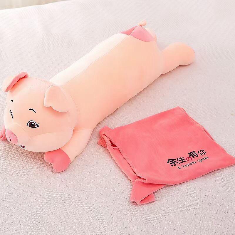 Gấu Bông - Gối Ôm Lợn Mặc Áo Hồng Siêu Xinh Cho Các Bé