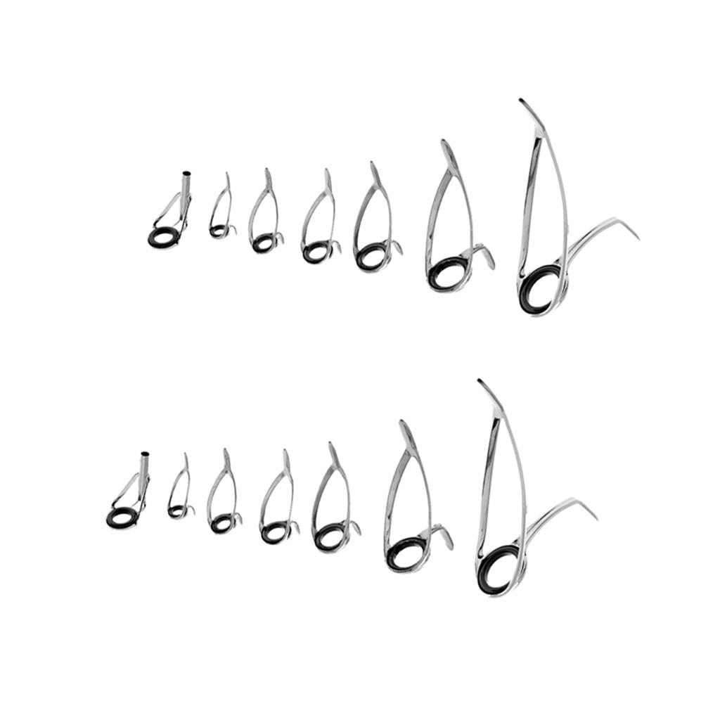 14pcs Rod Repair Kit Mixed Size Fishing Rod Guide Ring Rod Tip Top Eye Rings