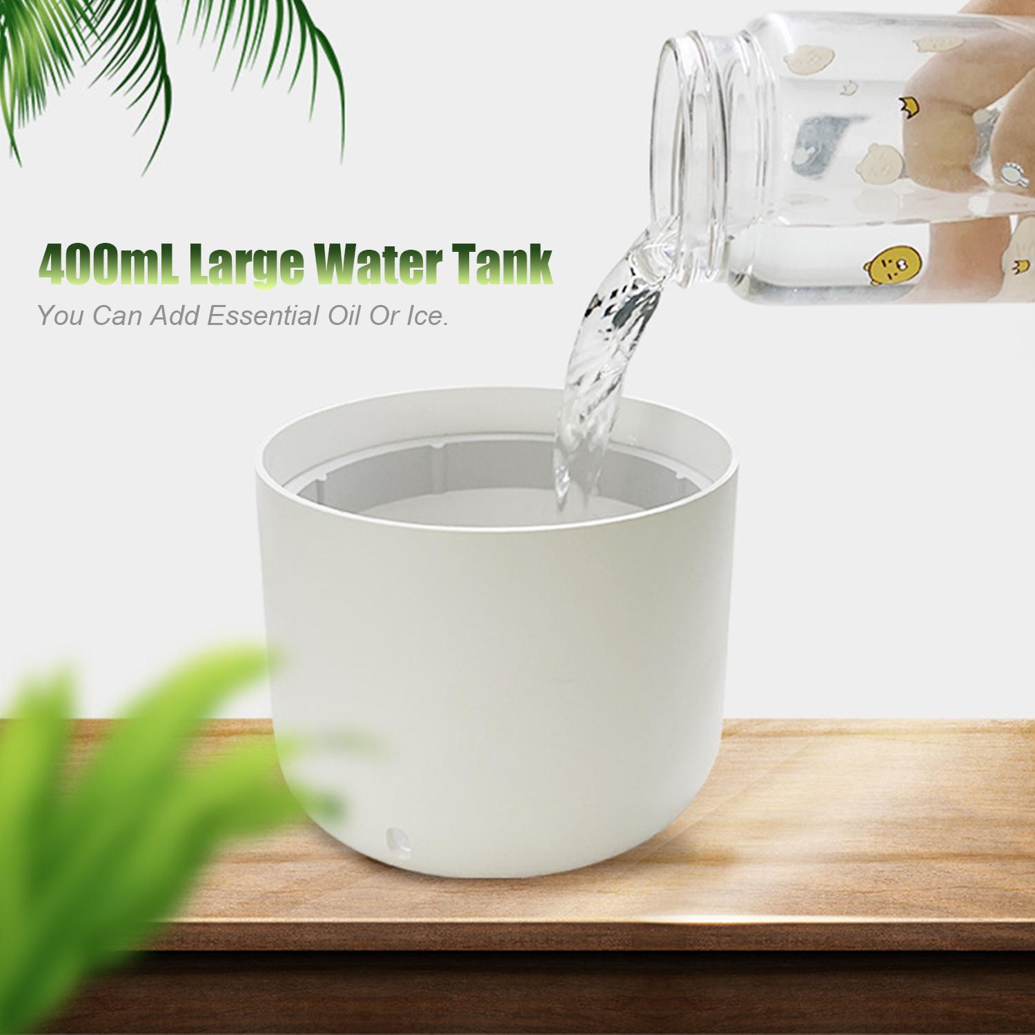 Máy tạo ẩm phun sương để bàn 400mL với ánh sáng đèn LED sạc pin USB