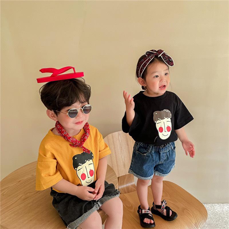Áo thun tay ngắn cổ tròn in hình dễ thương cotton phong cách Hàn Quốc 10-30kg