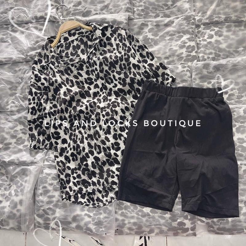 Set Áo Sơ Mi Beo Kèm Quần Legging Lửng - Kèm Hình Thật