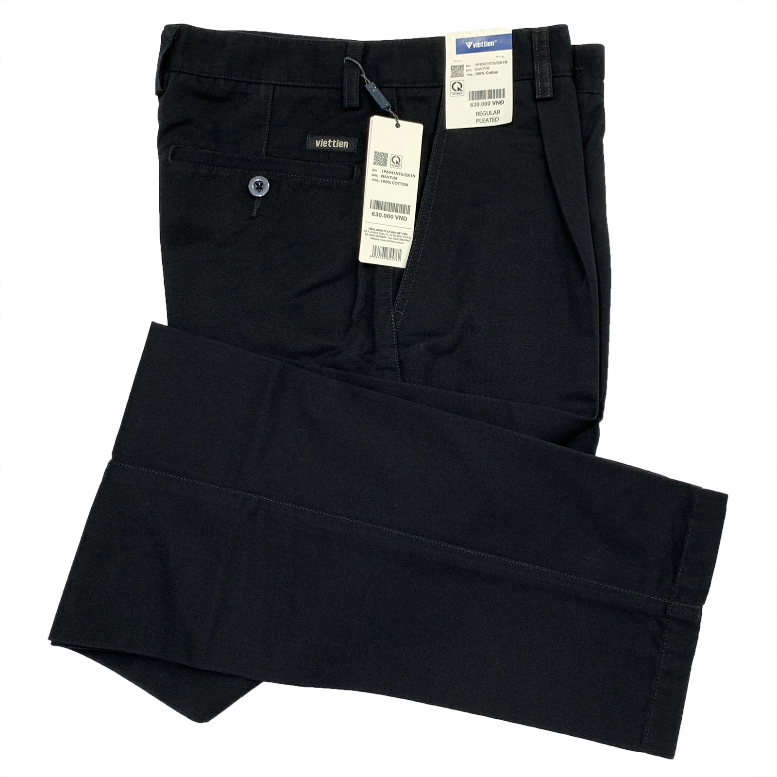 Quần kaki việt tiến màu xanh đen đậm có 1ly Regular 1P6041