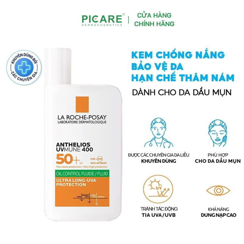 Sữa Chống Nắng La Roche-Posay Cho Da Dầu Mụn 50ml Anthelios UVMUNE 400 Oil Control Fluid 50ml