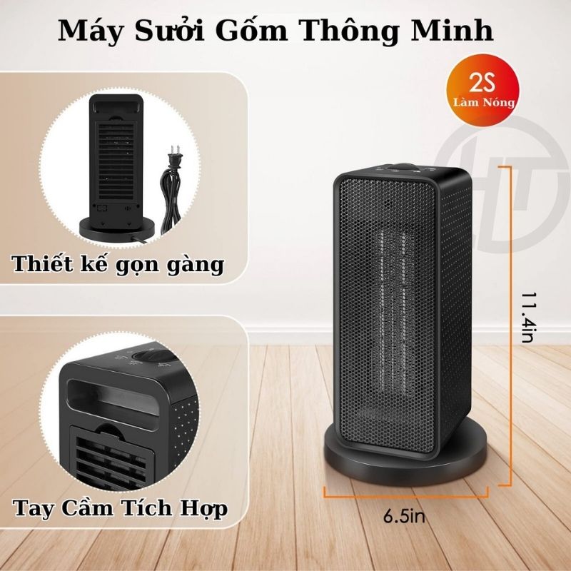 Máy sưởi ấm phòng ngủ mùa đông cao cấp, quạt sưởi ấm mini để bàn cho bé và gia đình công suất 1200W chống cháy nổ, khô da - Hàng chính hãng