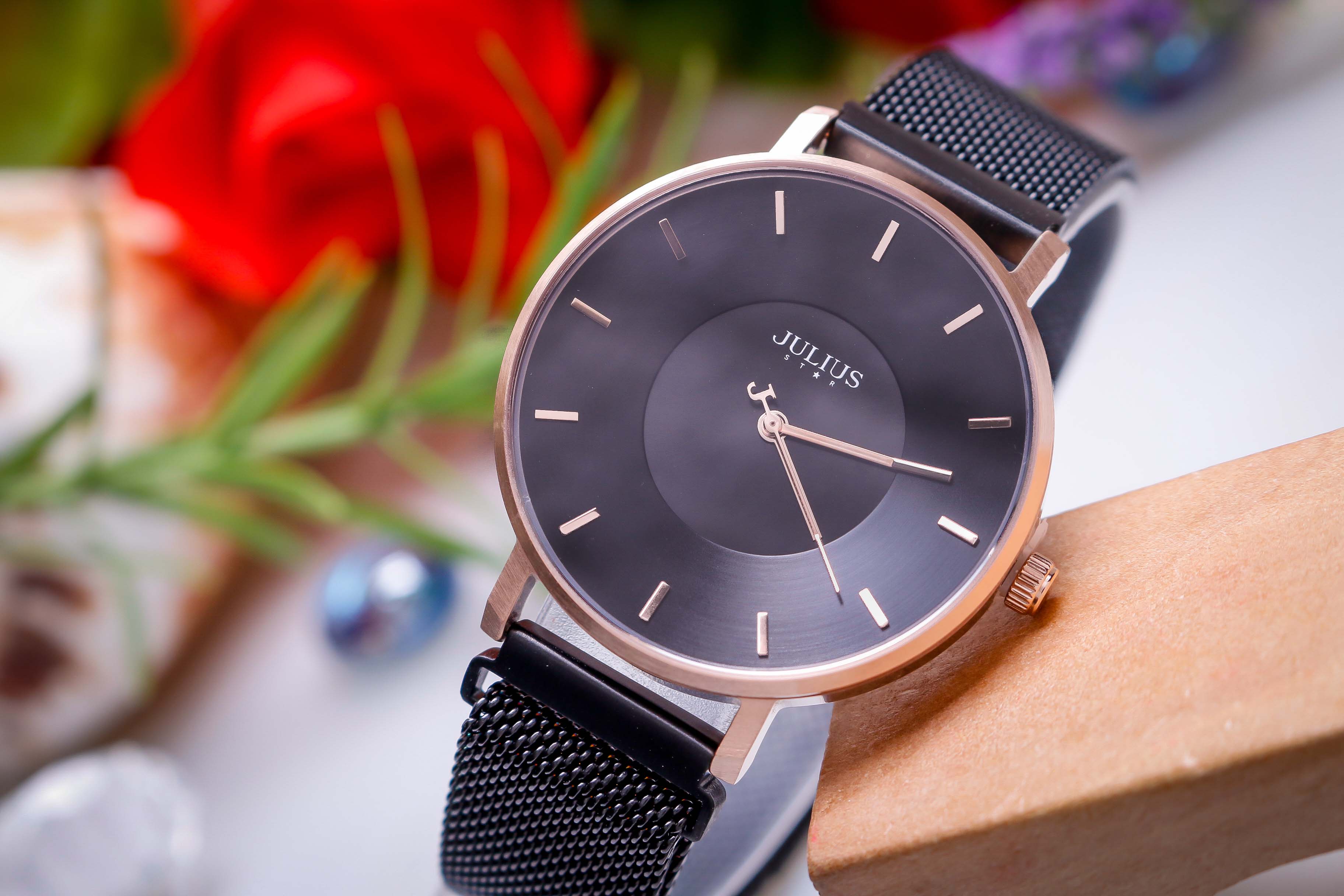 Đồng Hồ Nữ JS-025D Kính Saphire Julius Star Dây Nam Châm Hàn Quốc