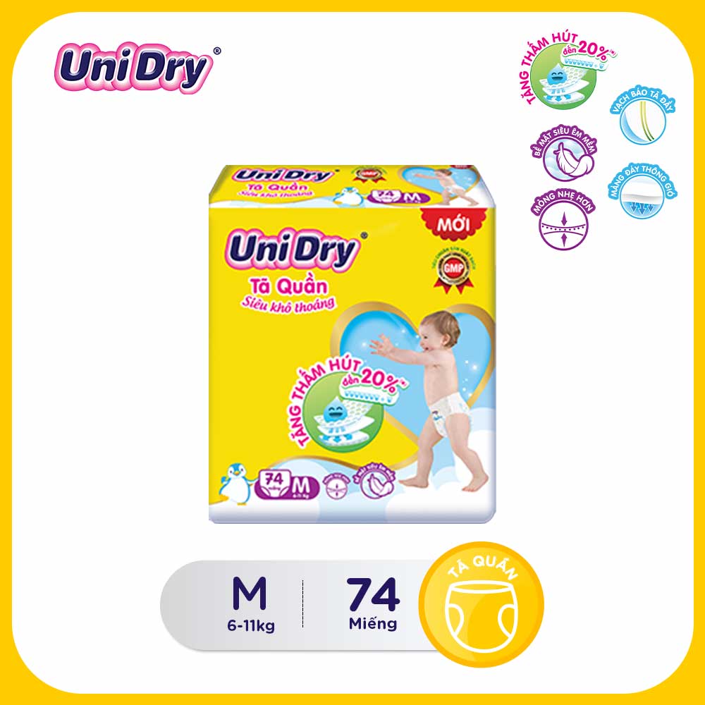 Tã quần UniDry gói Super Jumbo M74-L68-XL62-XXL56